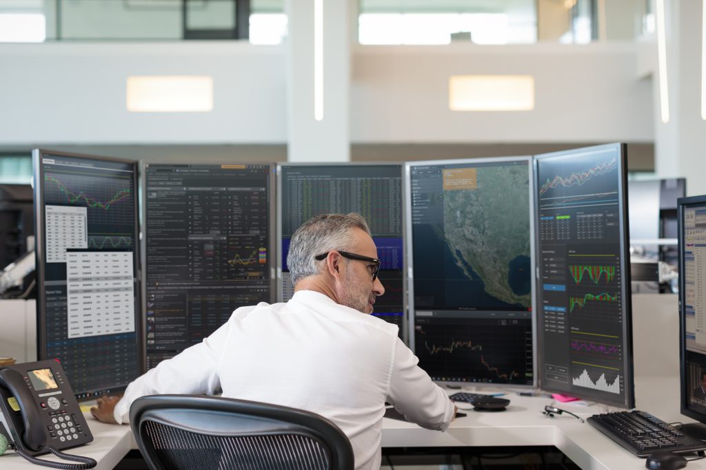 Man working on a trading floor
